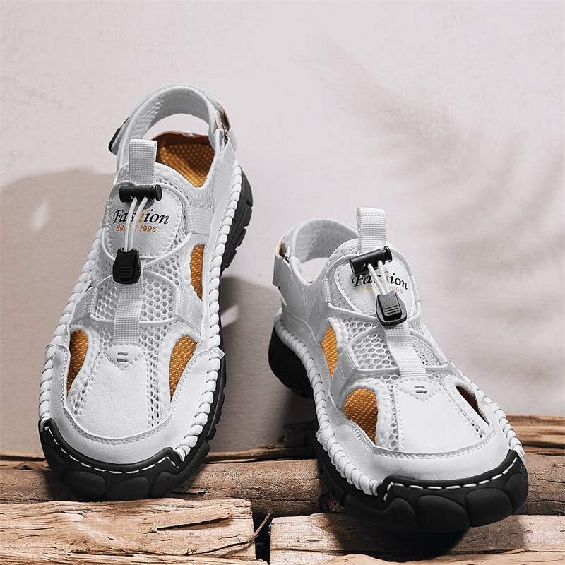 Velcro Sew On - Sandálias masculinas feitas à mão com