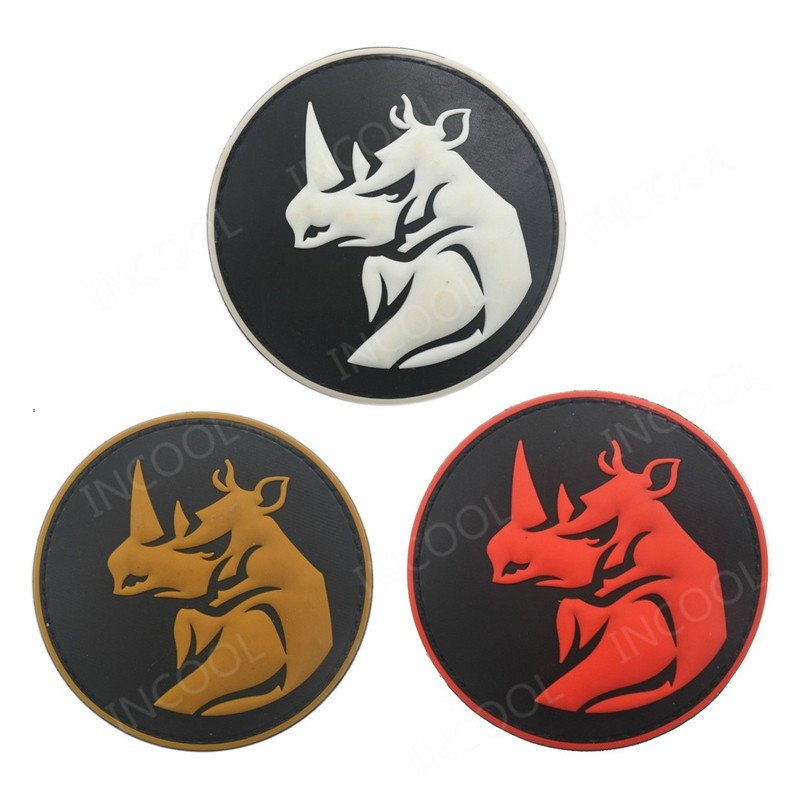 Velcro Sew On - Rhino Head PVC Patch para Vestuário